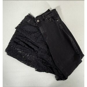 West Fade Black Lace Flare Jeans Womens Size 29 Or US 6-8 Y2K Goth Bell Bottoms